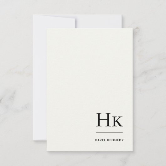 Monogram Simple Elegant Minimal Monogrammed Ivory Notitiekaartje (Voorkant)