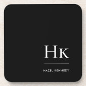 Monogram Simple Elegant Minimalist Chic Black Bier Onderzetter (Voorkant)
