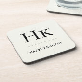 Monogram Simple Elegant Minimalist Ivory White Bier Onderzetter (Linkerzijde)