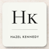 Monogram Simple Elegant Minimalist Ivory White Bier Onderzetter (Voorkant)