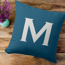 Monogram Simple Elegant Modern Blue Kussen