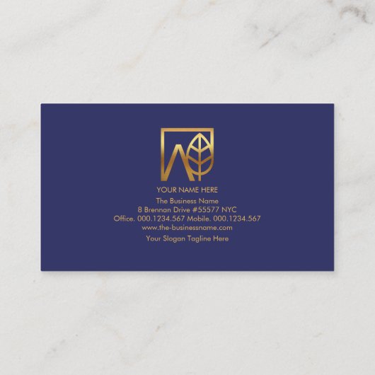 Monogram Simple Gold Home Key Real Estate Realtor Visitekaartje (Achterkant)