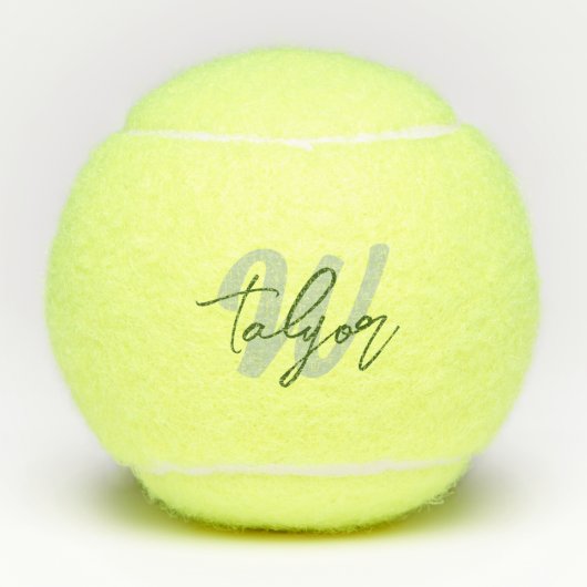 Monogram simple green custom name and initial tennisballen (Voorkant)