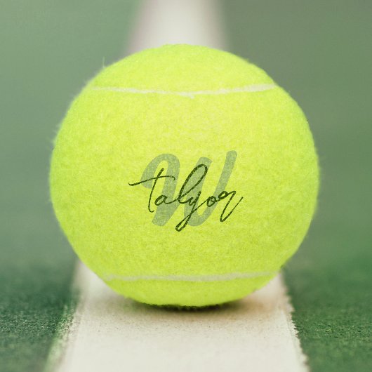 Monogram simple green custom name and initial tennisballen