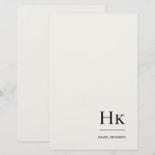 Monogram Simple Ivory Monogrammed Personalized Briefpapier (Voorkant / Achterkant)