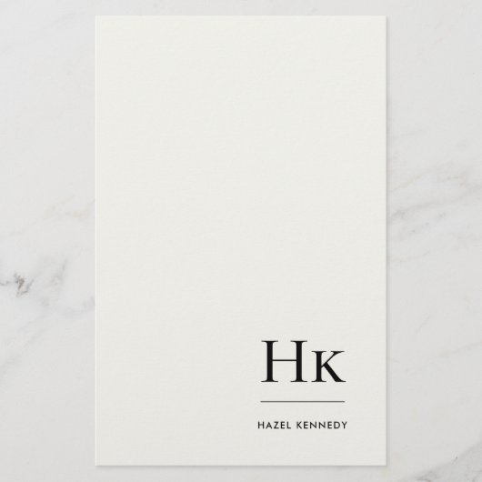 Monogram Simple Ivory Monogrammed Personalized Briefpapier (Voorkant)