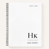 Monogram Simple Minimalist White Personalized Name Notitieboek (Voorkant)