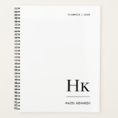 Monogram Simple Minimalist White Personalized Name Planner (Voorkant)