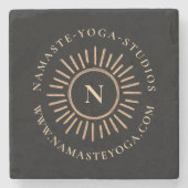 Monogram Simple Modern Black Gold Stenen Onderzetter (Voorkant)