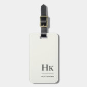 Monogram Simple Modern Elegant Ivory White Classic Bagagelabel (Voorkant verticaal)