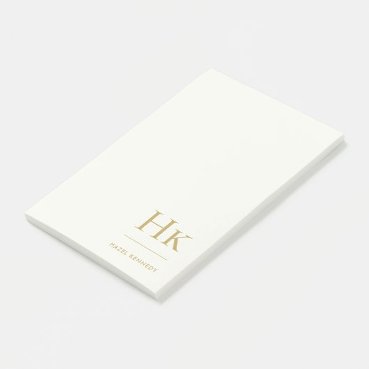 Monogram Simple Modern Ivory Gold Monogrammed Post-it® Notes (Schuin)