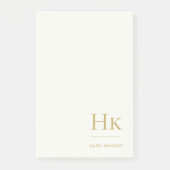 Monogram Simple Modern Ivory Gold Monogrammed Post-it® Notes (Voorkant)