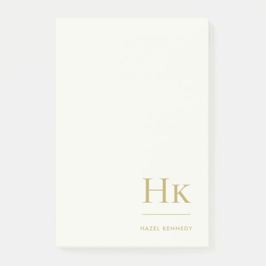 Monogram Simple Modern Ivory Gold Monogrammed Post-it® Notes (Voorkant)