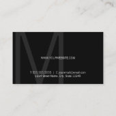 Monogram Simple Modern Minimalist Black Visitekaartje (Achterkant)