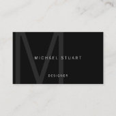 Monogram Simple Modern Minimalist Black Visitekaartje (Voorkant)
