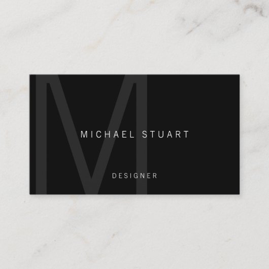 Monogram Simple Modern Minimalist Black Visitekaartje (Voorkant)