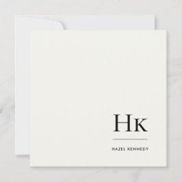 Monogram Simple Modern Monogrammed Ivory Notecard Notitiekaartje