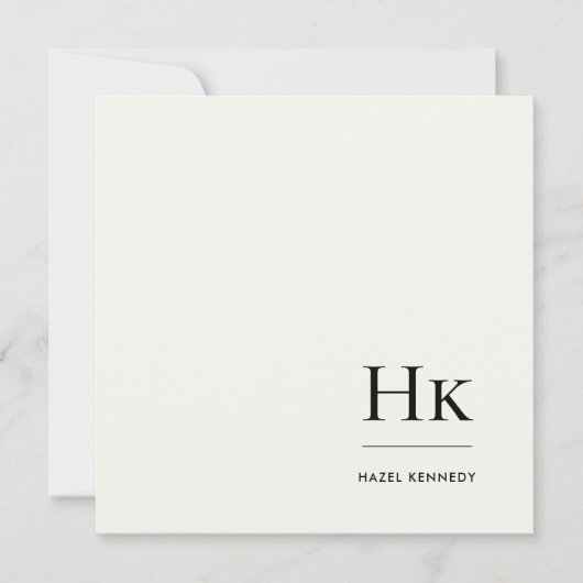 Monogram Simple Modern Monogrammed Ivory Notecard Notitiekaartje (Voorkant)
