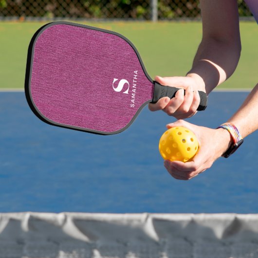 Monogram Simple Modern Orchidee Denim Print Pickleball Paddle (Insitu)