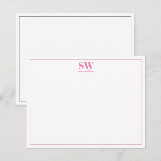 Monogram Simple Modern Specialized Stationery Notitiekaartje (Voorkant / Achterkant)