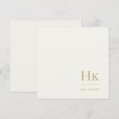 Monogram Simple Monogrammed Ivory Gold Notecard Notitiekaartje (Voorkant / Achterkant)