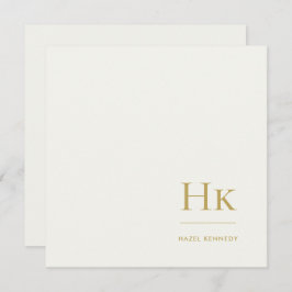 Monogram Simple Monogrammed Ivory Gold Notecard Notitiekaartje