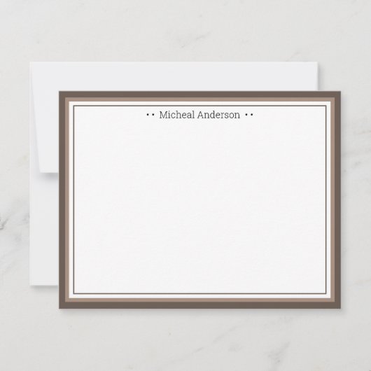 Monogram Simple Tan Border Classic Persoonlijk nr. Notitiekaartje (Voorkant)