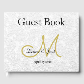 Monogram Simple White Gold Weduwen Reception Gastenboek (Voorkant)