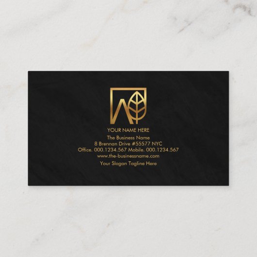 Monogram Simple White Key Black Grunge Realtor Visitekaartje (Achterkant)