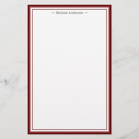 Monogram Simple Wine Border Classic Personated Briefpapier (Voorkant)