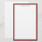 Monogram Simple Wine Border Classic Personated Briefpapier (Voorkant / Achterkant)