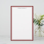 Monogram Simple Wine Border Classic Personated Briefpapier (Staand voorkant)
