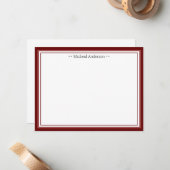 Monogram Simple Wine Border Classic Personated N Notitiekaartje (Voorkant / Achterkant in situ)