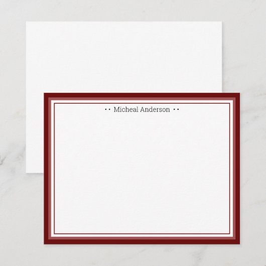 Monogram Simple Wine Border Classic Personated N Notitiekaartje (Voorkant / Achterkant)