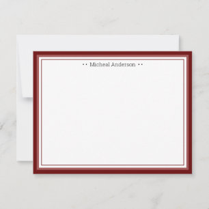 Monogram Simple Wine Border Classic Personated N Notitiekaartje