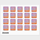 Monogram Sinaasappel Blauw Sunset Regenboog Fotogr Vierkante Sticker (Vel)