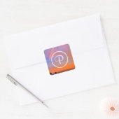 Monogram Sinaasappel Blauw Sunset Regenboog Fotogr Vierkante Sticker (Envelop)