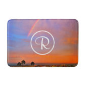 Monogram Sinaasappel Blauw Zonsondergang Regenboog Badmat (Voorkant)