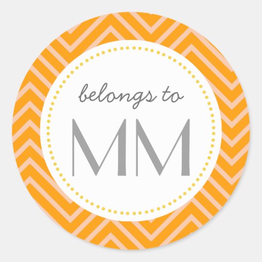 Monogram Sinaasappel Chevron - DIY Labels (Voorkant)