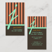 Monogram sinaasappel/chocolade/zeemijpstrepen visitekaartje (Voorkant / Achterkant)