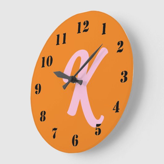 Monogram sinaasappel en roze grote klok (Hoek)