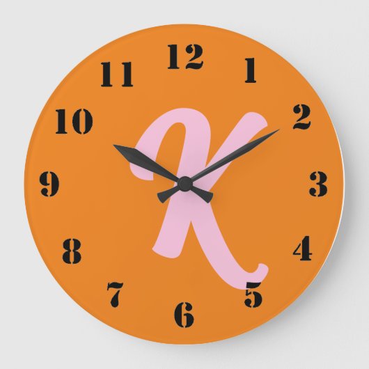 Monogram sinaasappel en roze grote klok (Voorkant)