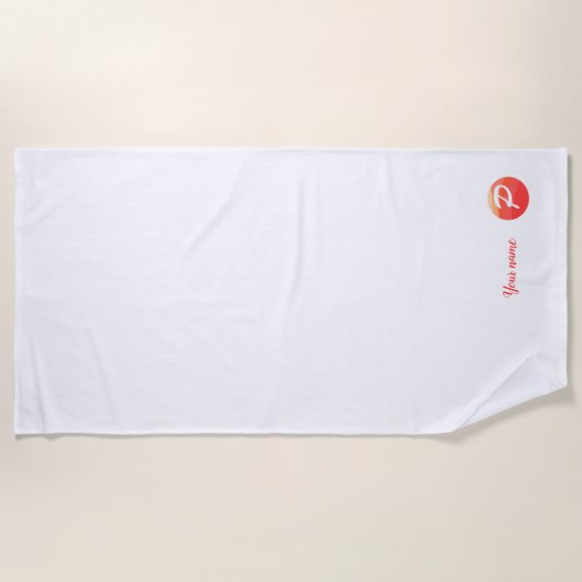 Monogram sinaasappel golvende letter P strandlaken (Voorkant)