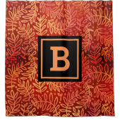 Monogram sinaasappel gouden ombre bladpatroon mode douchegordijn (Voorkant)