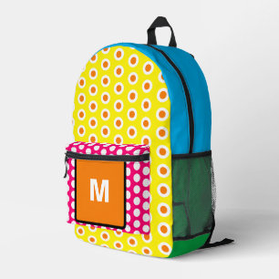 Monogram Sinaasappel Groen Roze Blauw Polka Dots Bedrukte Rugzak