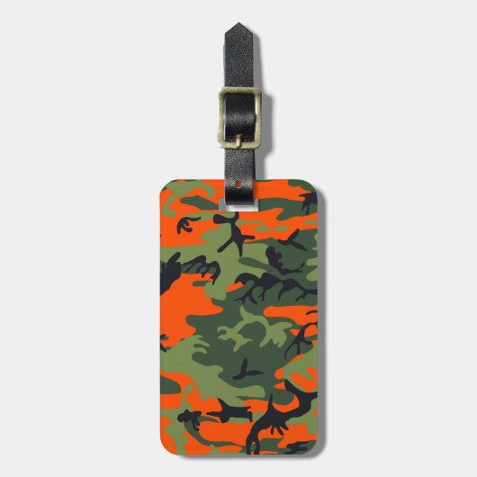 Monogram Sinaasappel Jagen Camo Camouflage Bagagelabel (Voorkant verticaal)