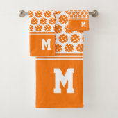 Monogram Sinaasappel Pickleball Pattern Bad Handdoek (Insitu)