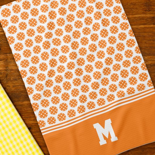 Monogram Sinaasappel Pickleball Pattern Theedoek