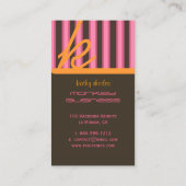 Monogram sinaasappel/roze/chocoladestrepen visitekaartje (Achterkant)