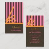 Monogram sinaasappel/roze/chocoladestrepen visitekaartje (Voorkant / Achterkant)